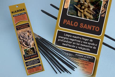 INCIENSOS KARMA NATURALES 16 VAR. (26 GRM) DUR.60" | INCIENSO PALO SANTO (PURIFICACION Y LIMPIEZA) KARMA 16 VARILLAS 26 G.