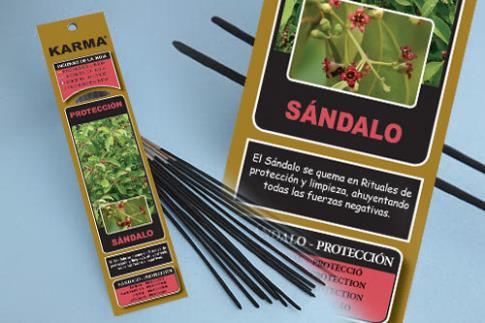 INCIENSOS KARMA NATURALES 16 VAR. (26 GRM) DUR.60" | INCIENSO SANDALO (PROTECCIN) KARMA 16 VARILLAS 26 G.