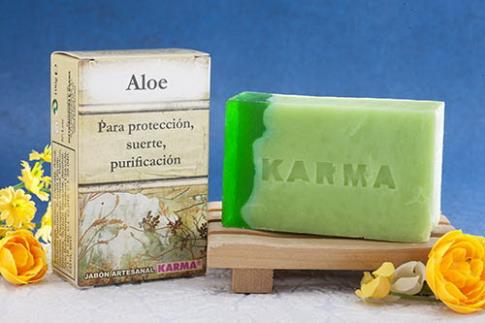 JABONES ARTESANOS KARMA | JABON ALOE 100gr. (Para potenciar la salud)
