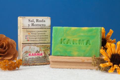 JABONES ARTESANOS KARMA | JABON SAL, RUDA Y ROMERO 100gr. (Para limpieza energtica)