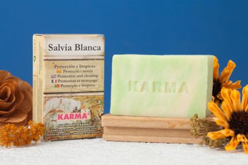 JABONES ARTESANOS KARMA | JABON SALVIA BLANCA 100g. (Para limpieza y proteccin)