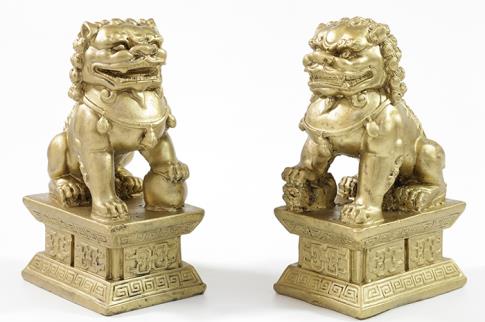 FIGURAS VARIAS | KIT DE 2 FIGURAS DRAGON CHINO EN PEDESTAL 17 X 6,5 CM RESINA