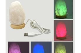 LAMPARAS DE SAL Y OTROS MINERALES | LAMPARA DE SAL NATURAL MINI CON LED MULTICOLOR 11CM