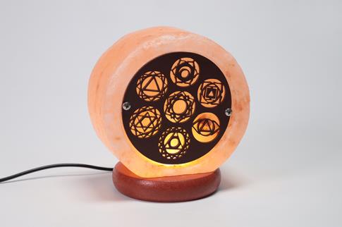 LAMPARAS DE SAL Y OTROS MINERALES | LAMPARA DE SAL USB CIRCULAR CON PLACA RUEDA 7 CHAKRAS 10X11CXM