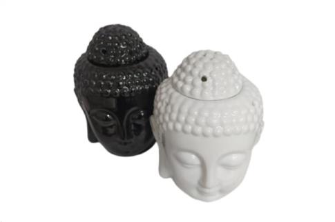 LAMPARILLAS QUEMAPERFUMES | LAMPARILLA QUEMAPERFUMES CERAMICA CABEZA DE BUDA COLOR BLANCO 8.5X15.5 cm.