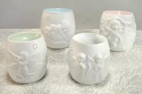 LAMPARILLA QUEMAPERFUMES CERAMICA DECORACION ANGELICAL COLOR BLANCO 9x10 cm.