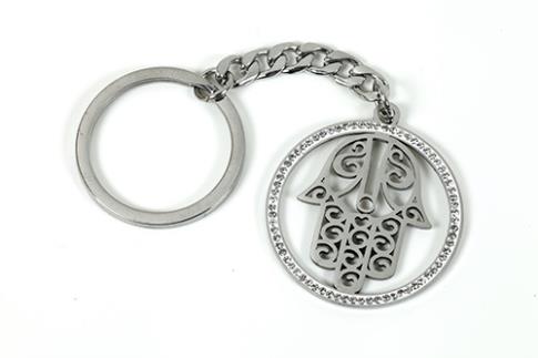 AMULETOS Y TALISMANES | LLAVERO ACERO DISEO MANO DE FATIMA 3,5 X 10,5 CM

