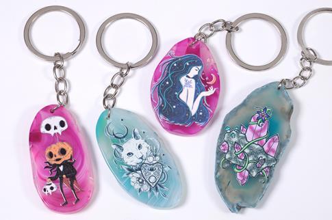 LLAVEROS | LLAVERO CHAPA MINERAL DISEO ESOTERICO (MODELOS VARIADOS)