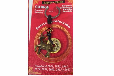 AMULETOS Y TALISMANES | LLAVERO CHINO (CABRA) SUERTE Y PROT.  NACIDOS 1943, 1955, 1967, 1979, 1991, 2003, 2015 Y 2027