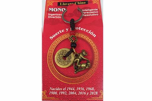AMULETOS Y TALISMANES | LLAVERO CHINO (MONO) SUERTE Y PROT.  NACIDOS 1944, 1956, 1968, 1980, 1992, 2004, 2016 Y 2028