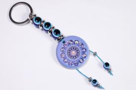 LLAVEROS | LLAVERO CIRCULAR RUEDA DE LOS HOROSCOPOS CON OJOS TURCOS 12 CM.