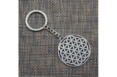 COMODIN | LLAVERO DE METAL FLOR DE LA VIDA 8 CM LARGO, 4 CM DIAMETRO.