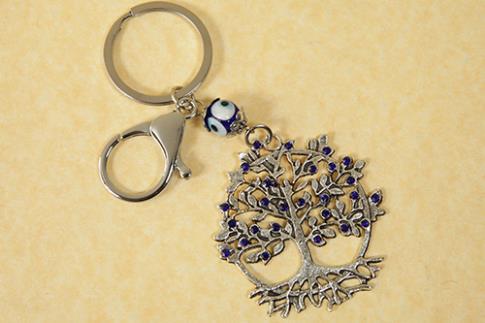 AMULETOS Y TALISMANES | LLAVERO DISEO ARBOL DE LA VIDA Y OJO TURCO 4,7x10CM