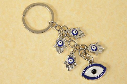 AMULETOS Y TALISMANES | LLAVERO MANOS DE FATIMA Y OJOS TURCOS 3x10CM