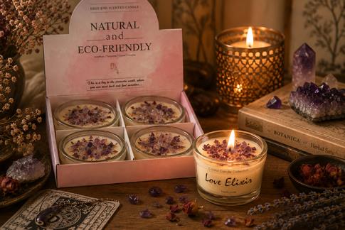 VELAS Y VELONES PERFUMADOS | LUMINA AROMATICA CON MINERALES INCRUSTADOS CUARZO ROSA  5X3,3CM.