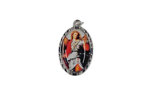 CRUCES, ROSARIOS Y VARIOS | MEDALLA OVALADA PLATEADA ARCANGEL URIEL 21 MM