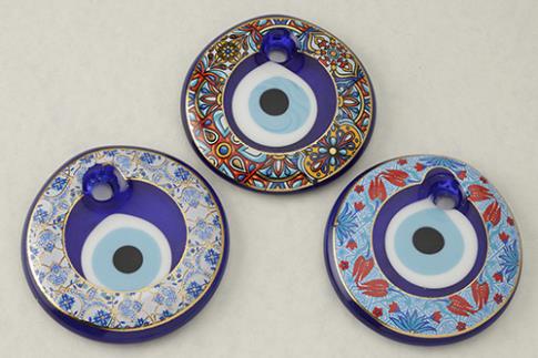 AMULETOS Y TALISMANES | OJO TURCO DE CRISTAL DECORADO 7 CM APROX.