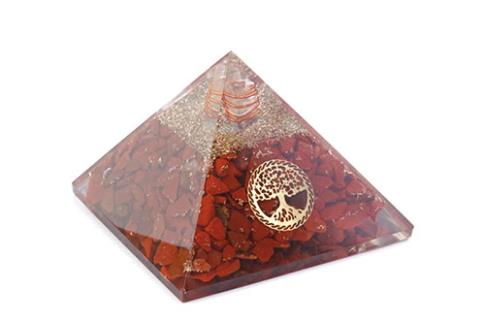 COMODIN | ORGONITA PIRAMIDE JASPE ROJO 8X6 CM.