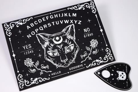 BOLAS CRISTAL Y OUIJAS | OUIJA MADERA COLOR NEGRO GATO CLARIVIDENTE 30 X 21 CM