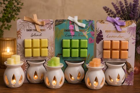 EDICION LIMITADA | PACK DADOS CERA DE SOJA AROMATICA Y QUEMADOR PARA FUNDIR (MODELOS SURTIDOS)