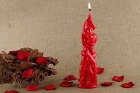 FIGURAS DE CERA | PAREJA UNIDA HOMBRE-MUJER DE CERA ROJA 20 cm (AMOR)