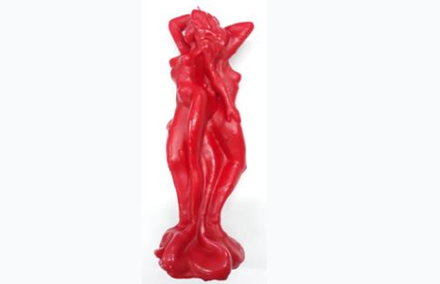 FIGURAS DE CERA | PAREJA UNIDA MUJER-MUJER DE CERA ROJA 26cm (Amor)