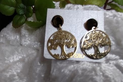 COMODIN | PENDIENTE ACERO DORADO ARBOL DE LA VIDA 19MM