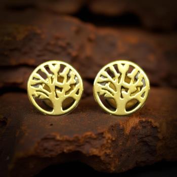 JOYERIA | PENDIENTES ACERO ARBOL DE LA VIDA DORADO
