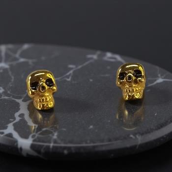 JOYERIA | PENDIENTES ACERO CALAVERA DORADA
