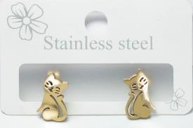 PENDIENTES | PENDIENTES ACERO DORADO GATITO DE LARGA COLA (ENFRENTADOS) 1,2 X 0,4 CM