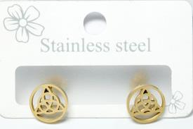 PENDIENTES | PENDIENTES ACERO DORADO TRIQUETA EN CIRCULO 1 CM