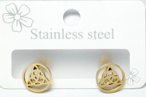 PENDIENTES | PENDIENTES ACERO DORADO TRIQUETA EN CIRCULO 1 CM