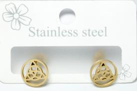 PENDIENTES | PENDIENTES ACERO DORADO TRIQUETA EN CIRCULO