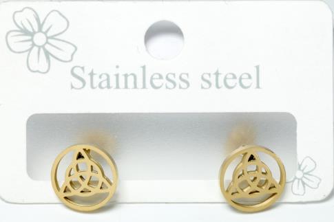 PENDIENTES | PENDIENTES ACERO DORADO TRIQUETA EN CIRCULO