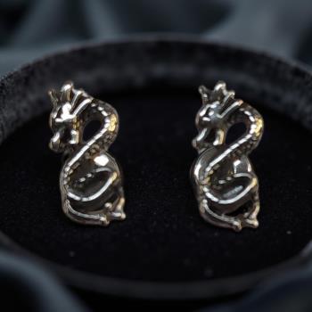JOYERIA | PENDIENTES ACERO DRAGON ENROSCADO