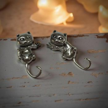 JOYERIA | PENDIENTES ACERO GATITOS ACOSTADOS