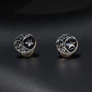 JOYERIA | PENDIENTES ACERO LUNA CON ESTRELLA FONDO NEGRO