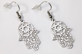 PENDIENTES | PENDIENTES ACERO MANO DE FATIMA CON ESTRELLA DE DAVID