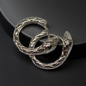 JOYERIA | PENDIENTES ACERO SERPIENTE CON OJOS NEGROS (CIERRE DE ARO)