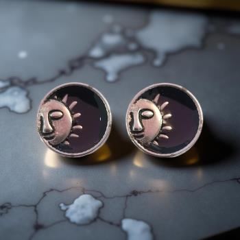 JOYERIA | PENDIENTES ACERO SOL Y LUNA NEGRA