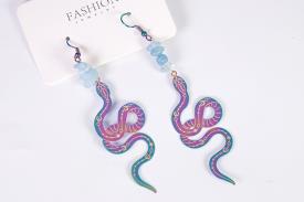 PENDIENTES | PENDIENTES COLGANTES SERPIENTES ENROSCADAS DE FANTASIA CON CHIPS DE MINERAL