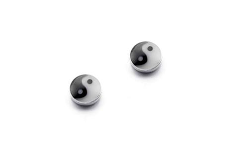 JOYERIA | PENDIENTES DE PLATA SIMBOLO YIN YANG 5 mm (pareja)