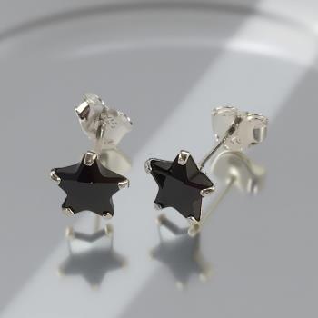 JOYERIA | PENDIENTES PLATA ESTRELLA DE CRISTAL COLOR NEGRO