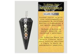 PENDULOS Y VARILLAS RADIESTESIA | PENDULO TURMALINA CON PIEDRAS 7 CHAKRAS