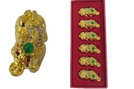 COMPLEMENTOS FENG SHUI | PIU XIU DORADO CON MONEDA 5 X 2 CMS