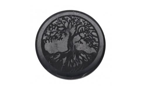 AMULETOS Y TALISMANES | PLACA ADHESIVA SHUNGUITA ARBOL DE LA VIDA 5 CM APROX.