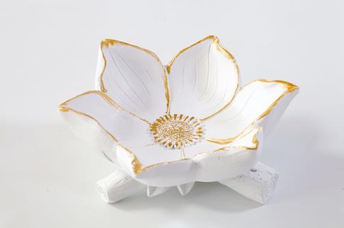 FIGURAS DIOSES, BUDAS Y MONJES | PLATO FLOR COLOR BLANCO 13X11CM