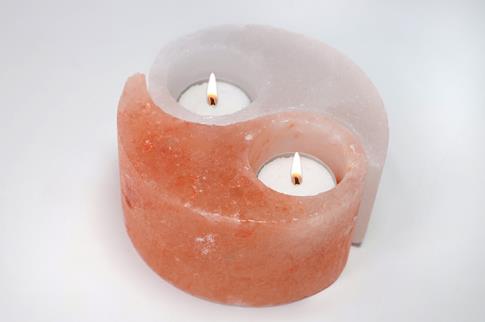 LAMPARAS DE SAL Y OTROS MINERALES | PORTALUMINAS DE SAL YIN YANG 12X6CM