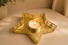 PORTALUMINAS ESTRELLA CON PEQUE�AS HOJAS COLOR DORADO 2,5 X 12 CM.