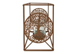 CANDELABROS Y PORTAVELAS | PORTAVELAS METAL Y CRISTAL ARBOL DE LA VIDA 13,50 x 13,50 x 20 cm